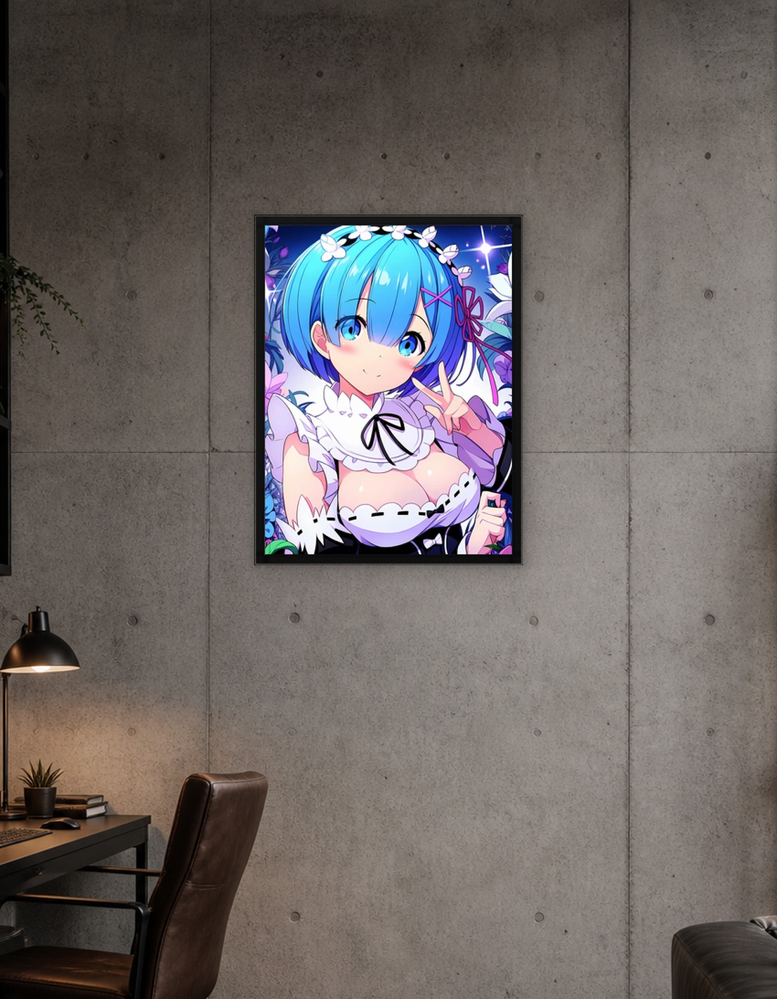 Rem Anime Girl with Flowers