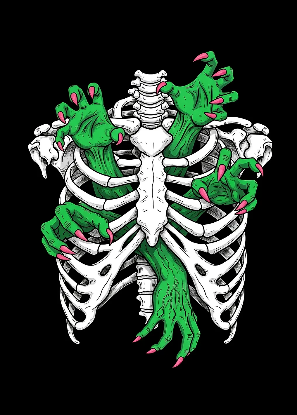 Zombie Hands Emerging from Rib Cage