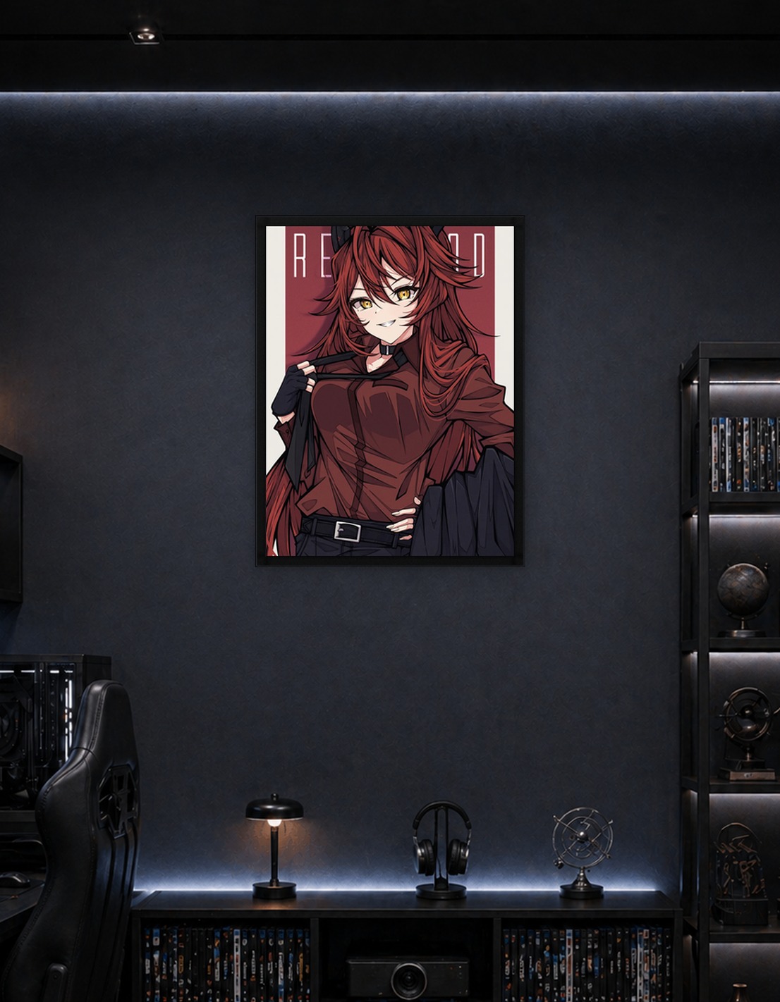 Red-haired Anime Girl with Horns