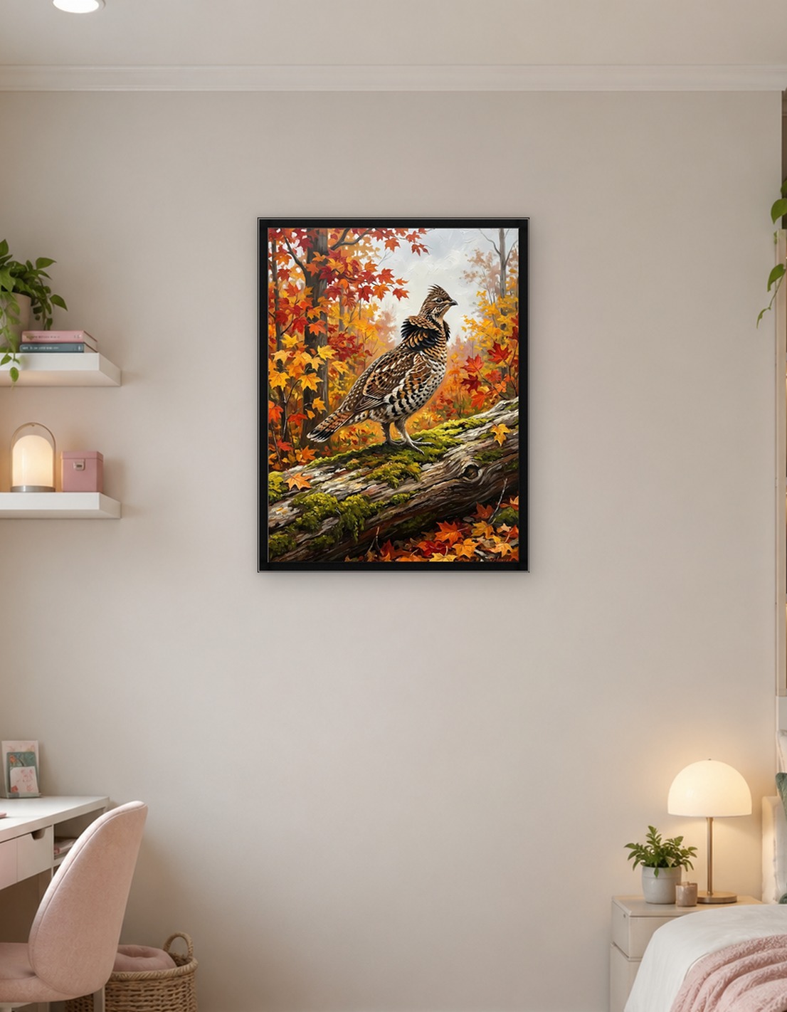 Ruffed Grouse in Autumn Forest Painting
