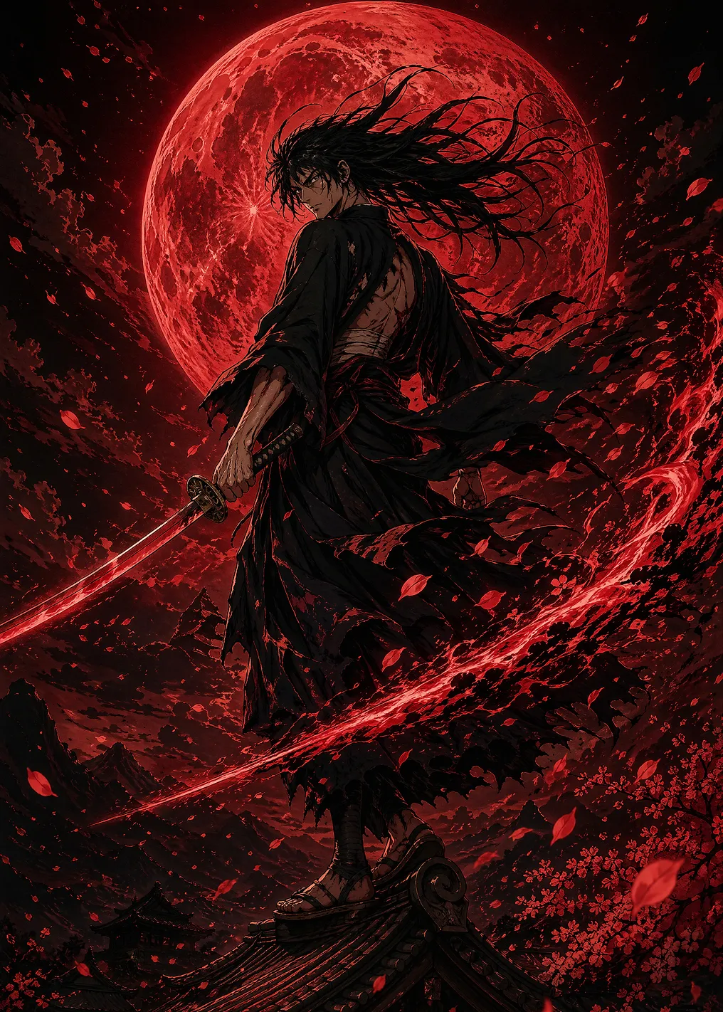 Samurai Under a Blood Moon