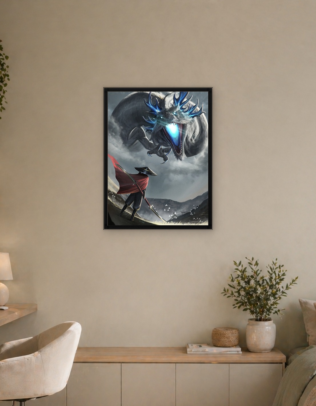 Samurai vs. Dragon Fantasy Art