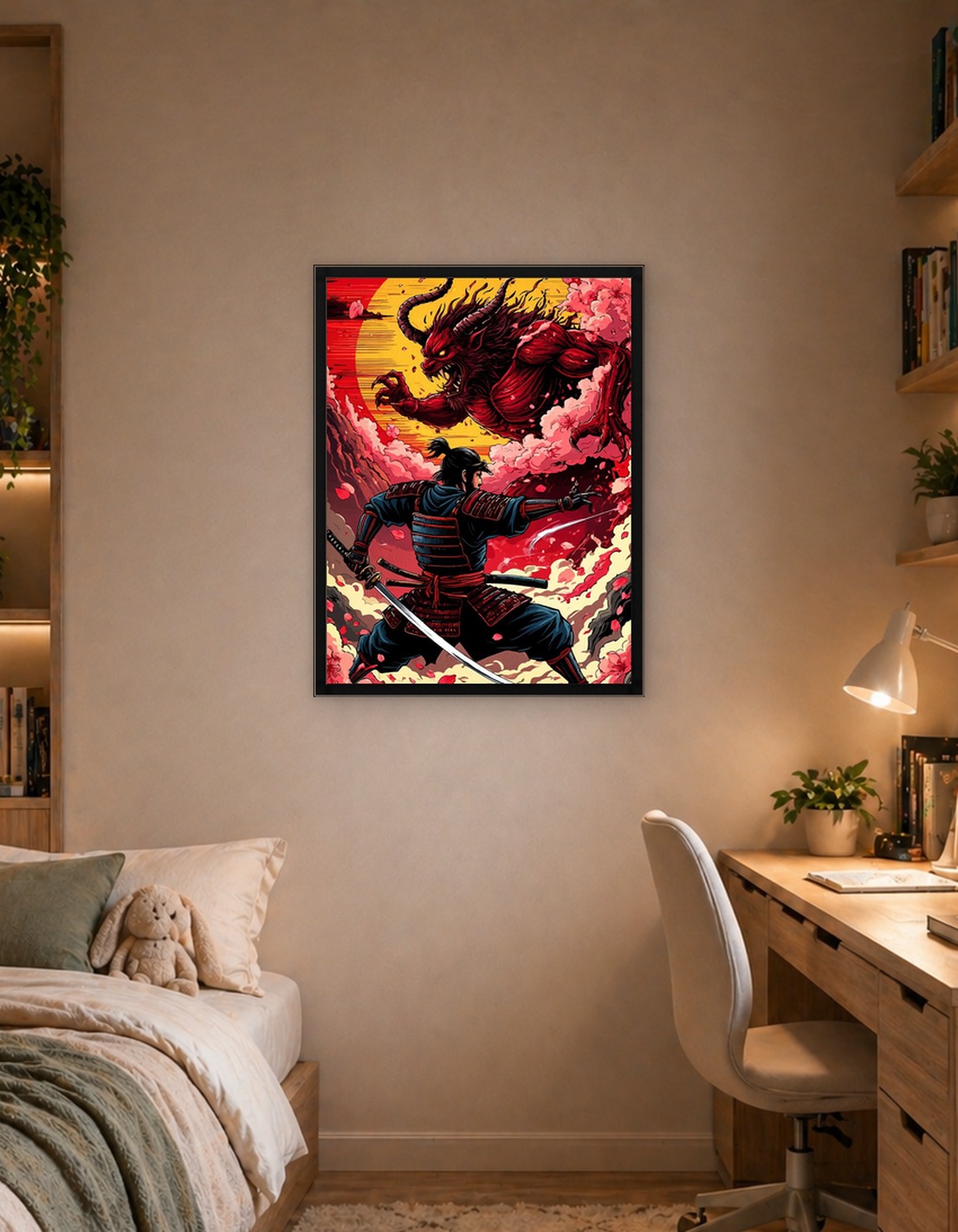 Samurai Fighting a Demon