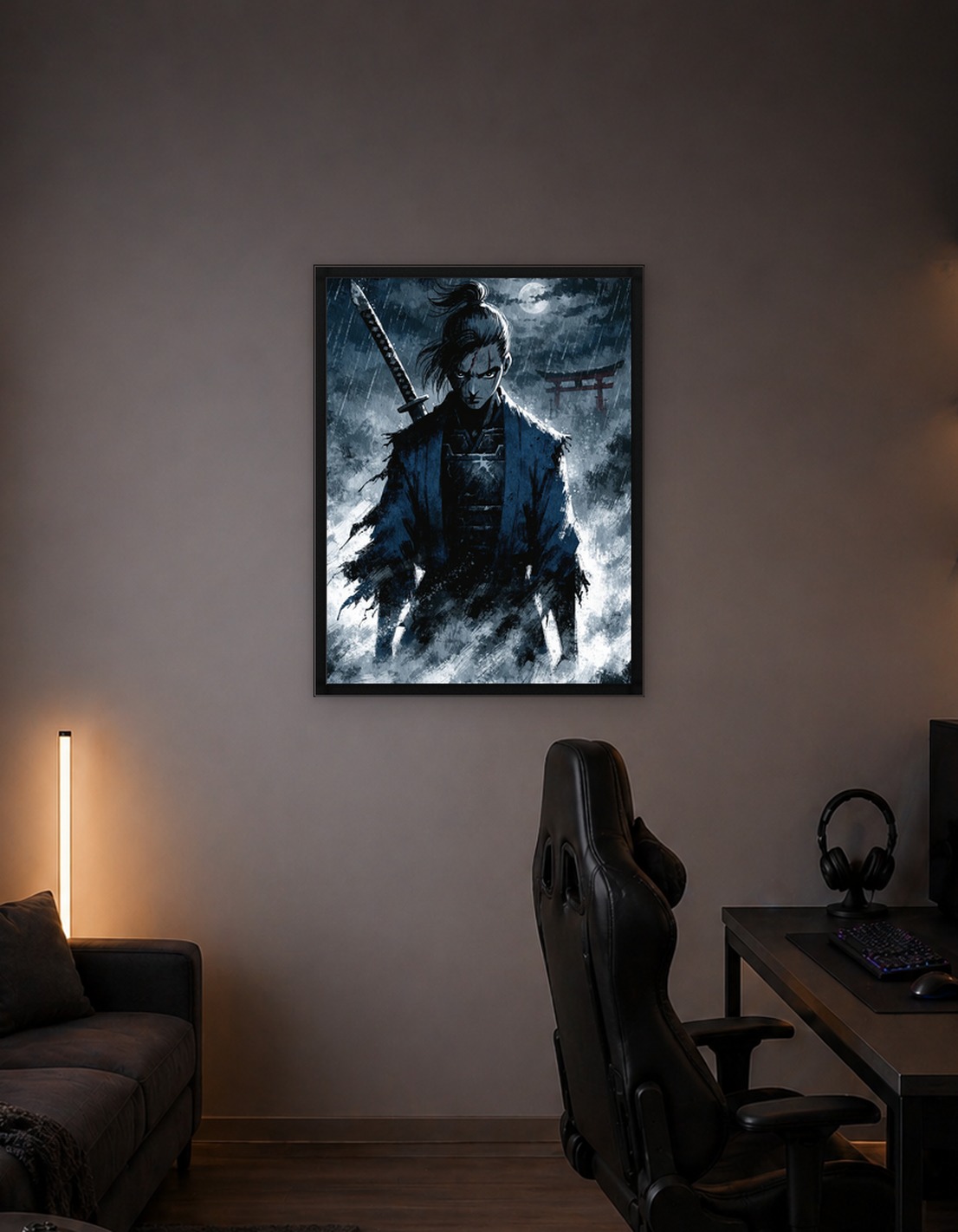 Samurai Warrior in the Rain