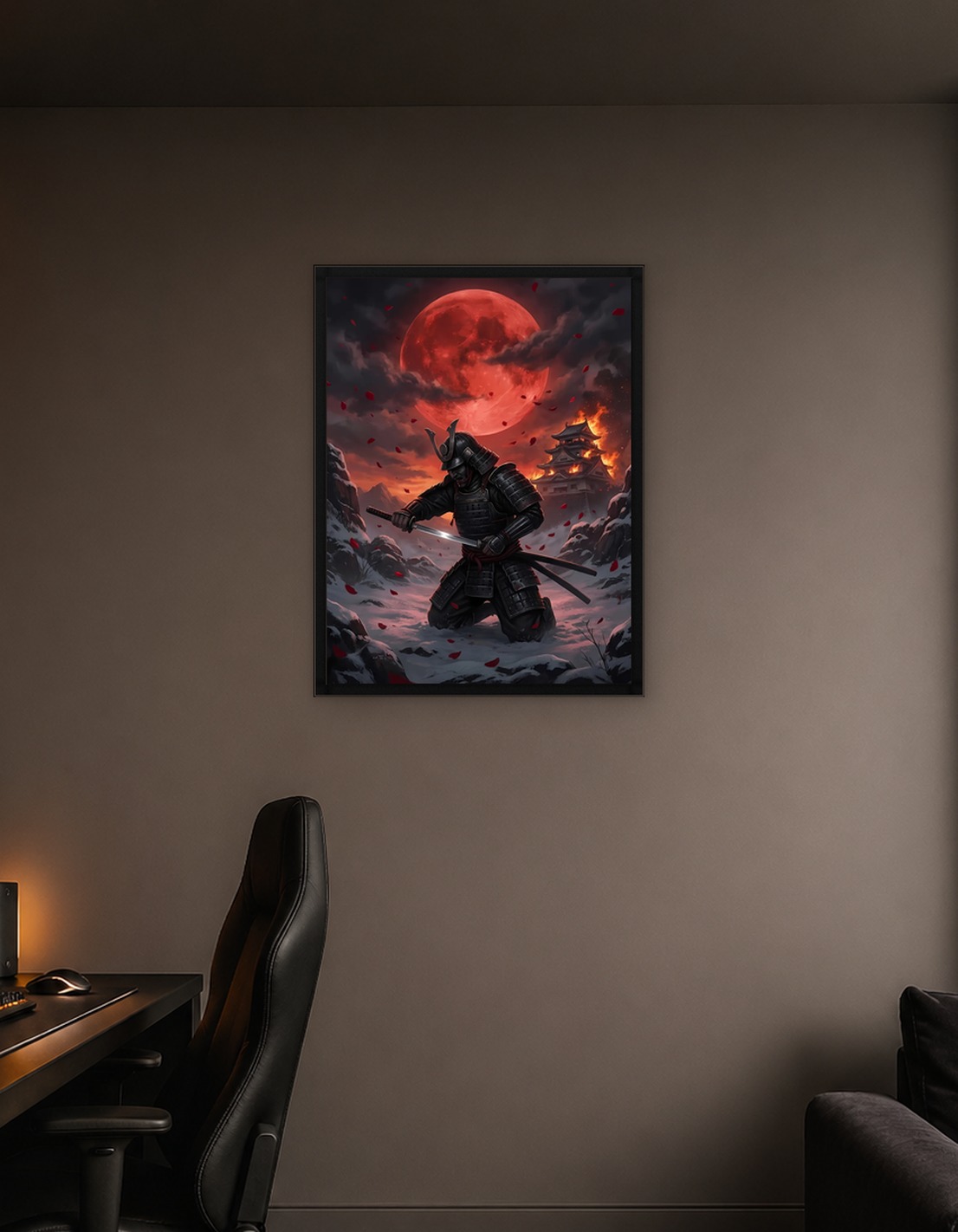Samurai Warrior Under Blood Moon