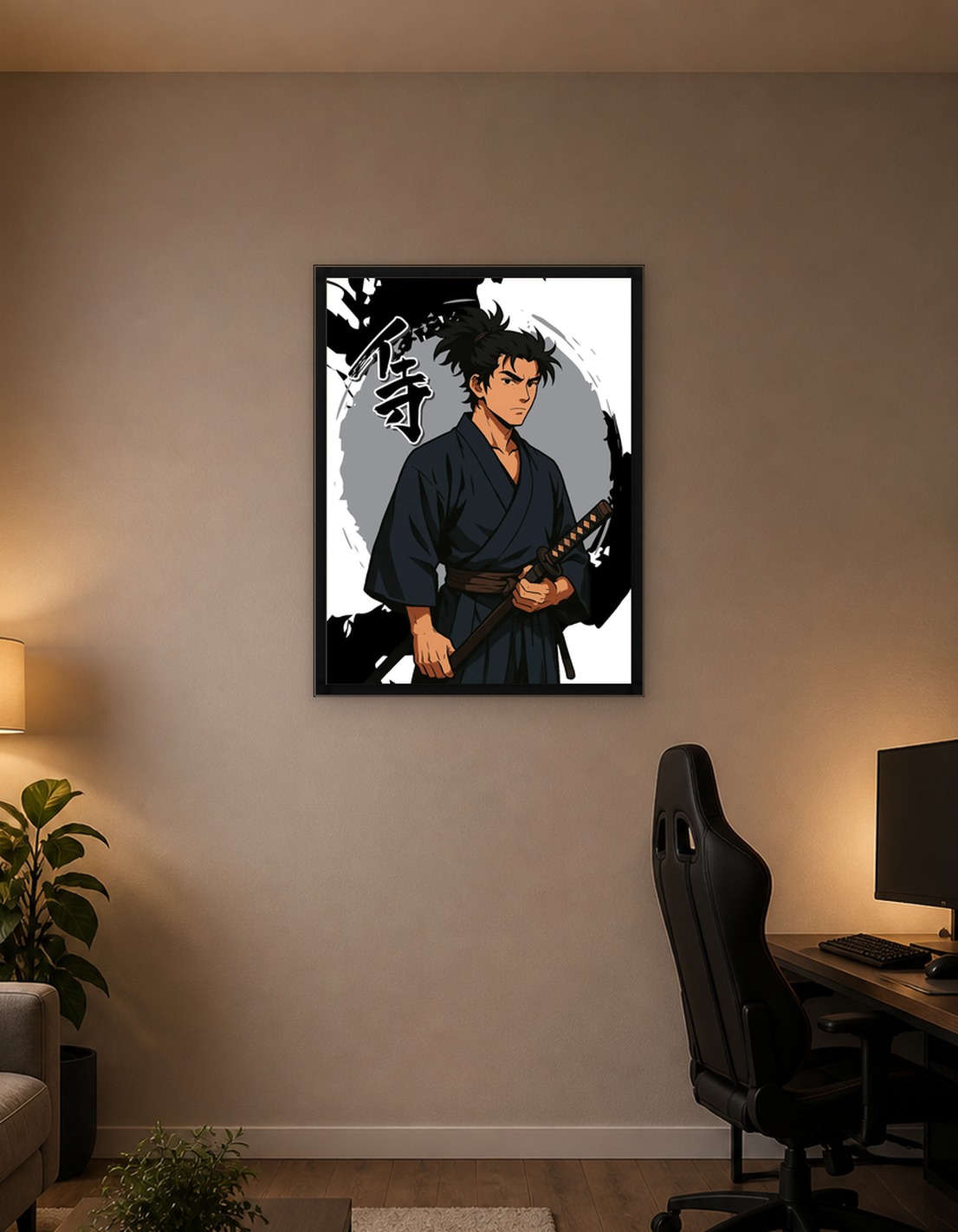 Samurai Warrior with Katana Illustration
