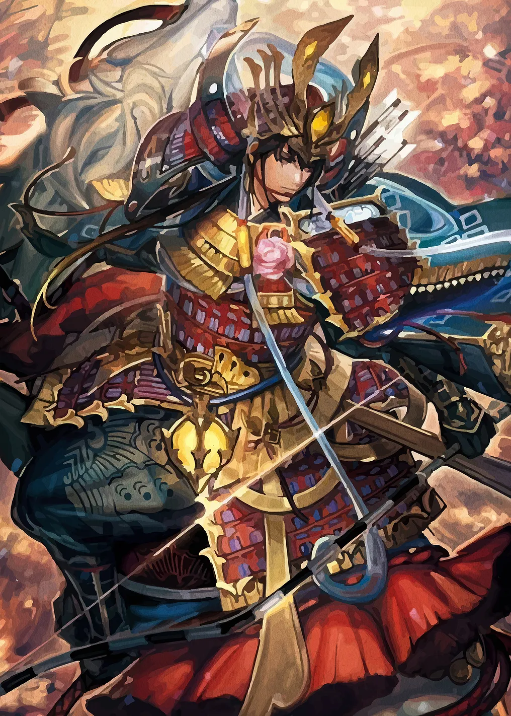 Samurai Warrior with Bow and Arrow