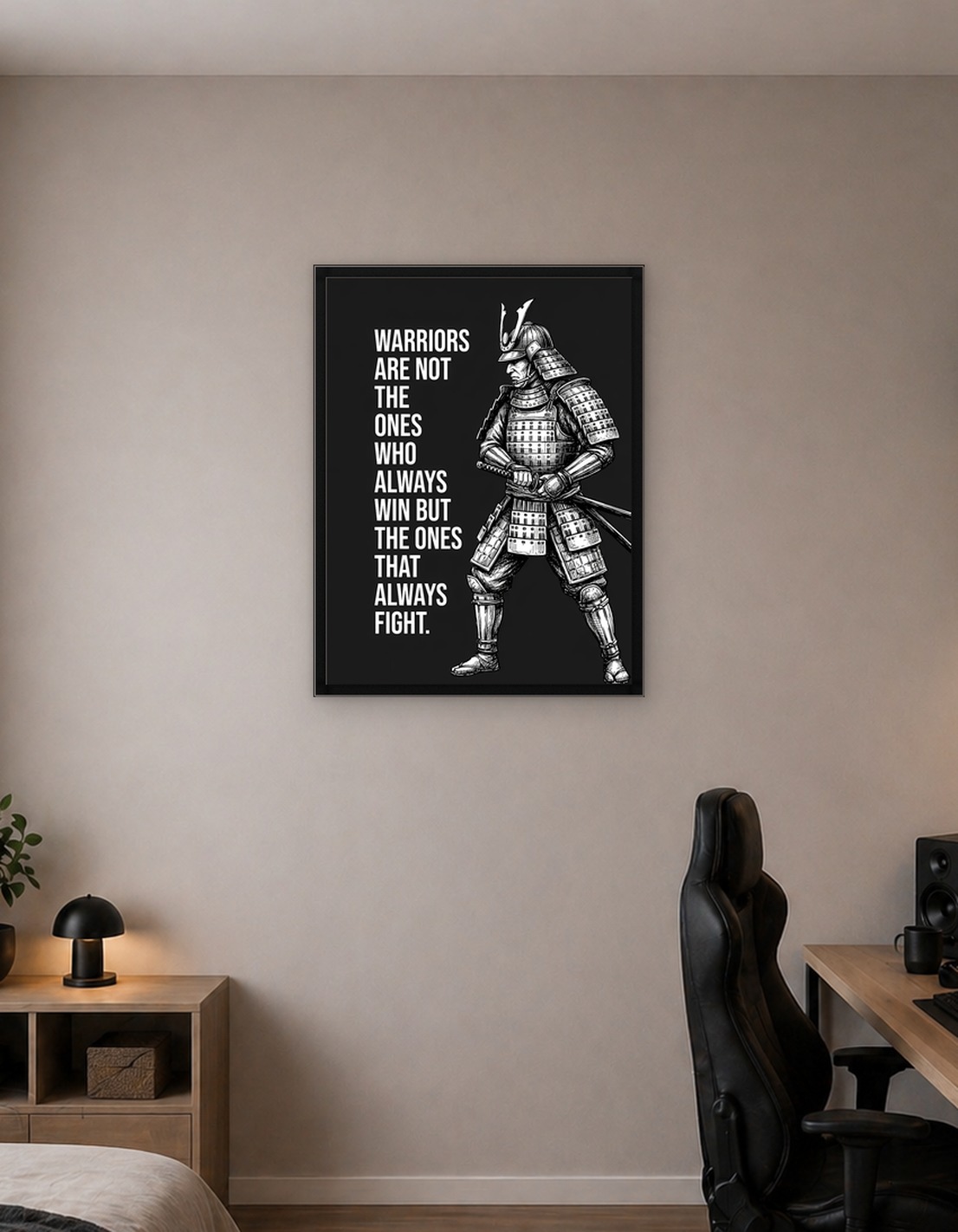 Samurai Warrior with Motivational Quote