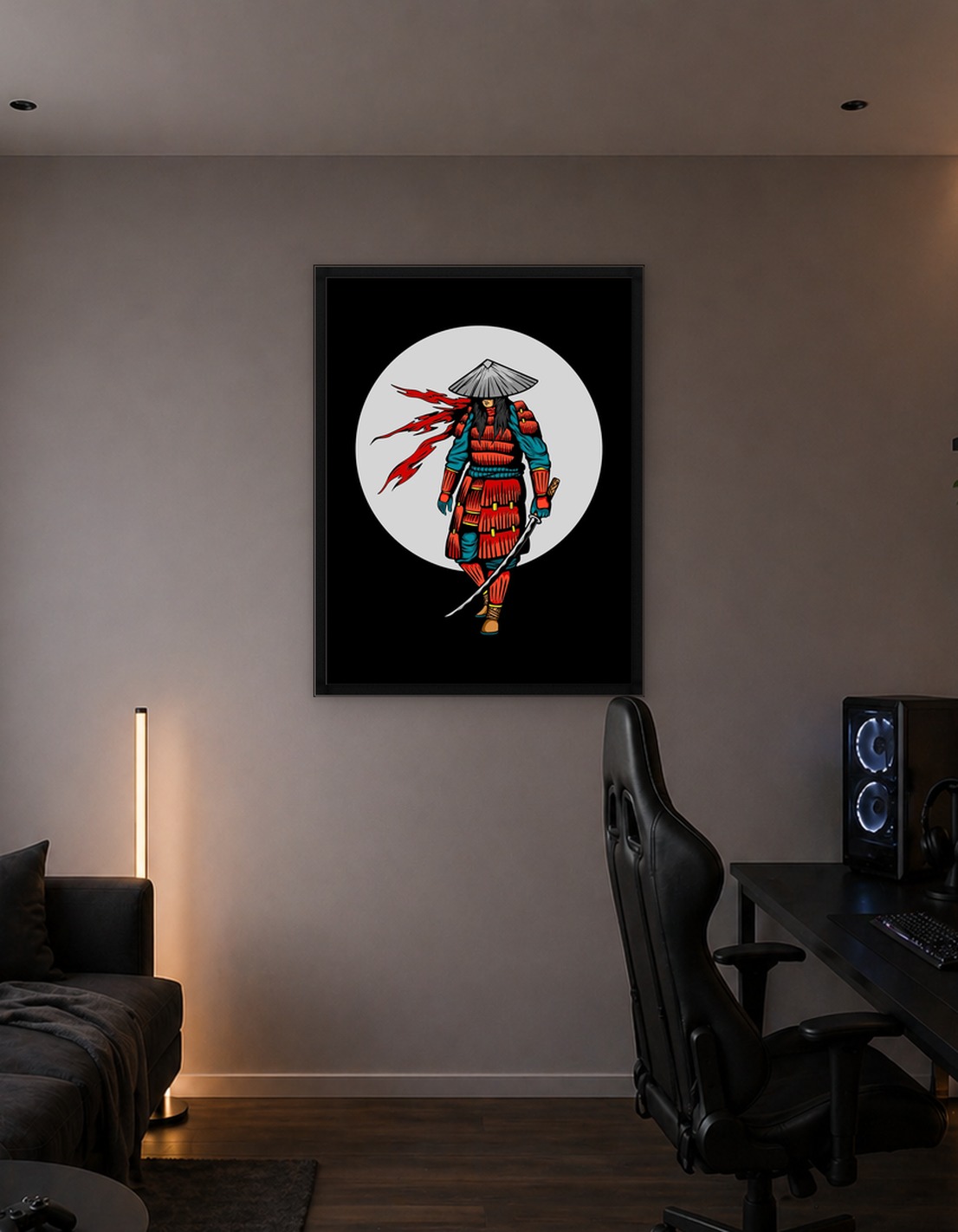 Samurai Warrior with Fiery Scarf