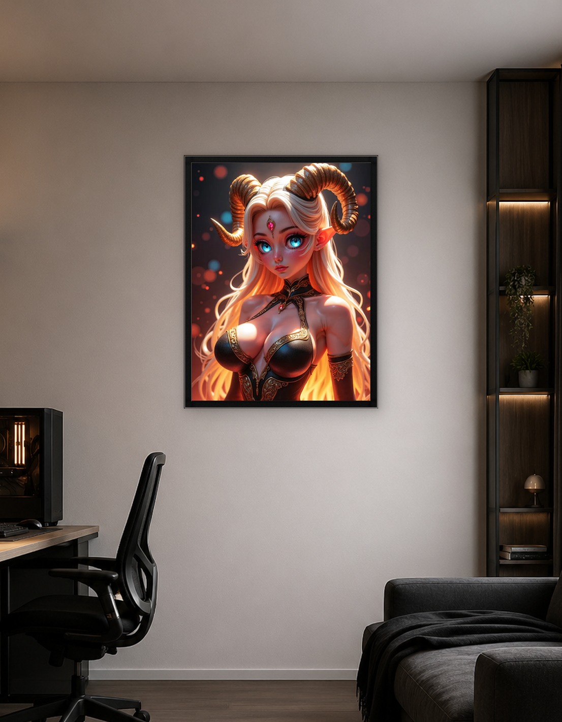 Sexy Anime Demon Girl with Horns