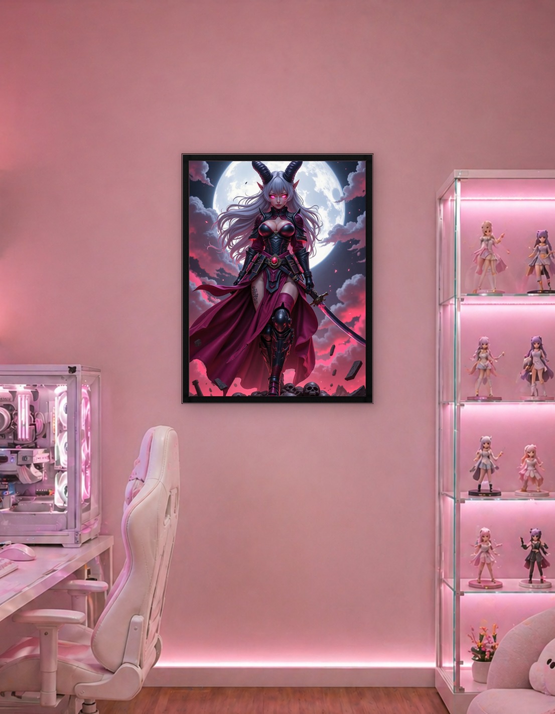 Sexy Anime Devil Girl Under the Moon