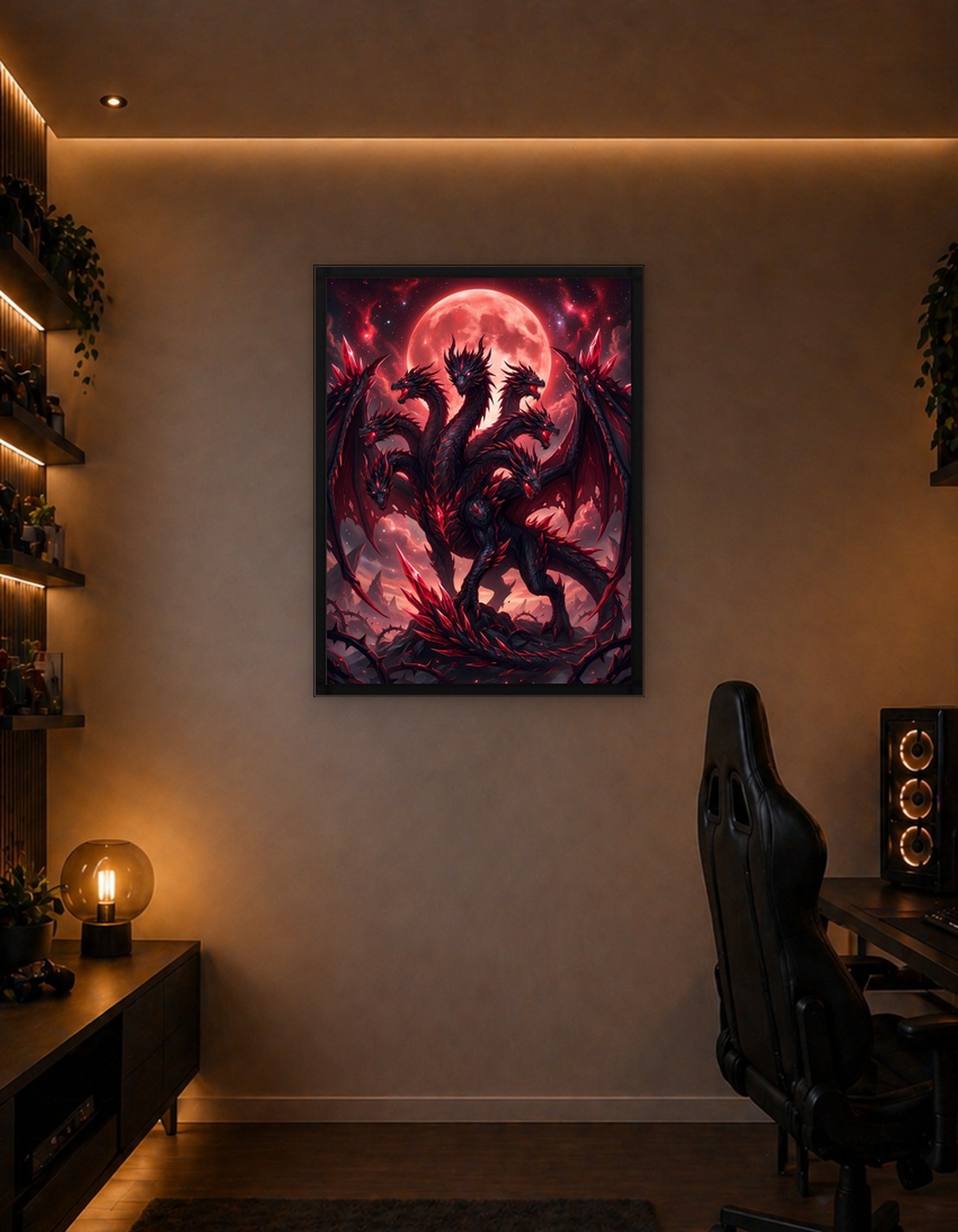 Seven-Headed Dragon with Red Moon - 9394161