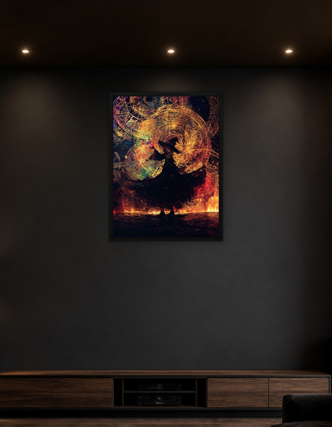 Silhouette Witch with Magic Circles