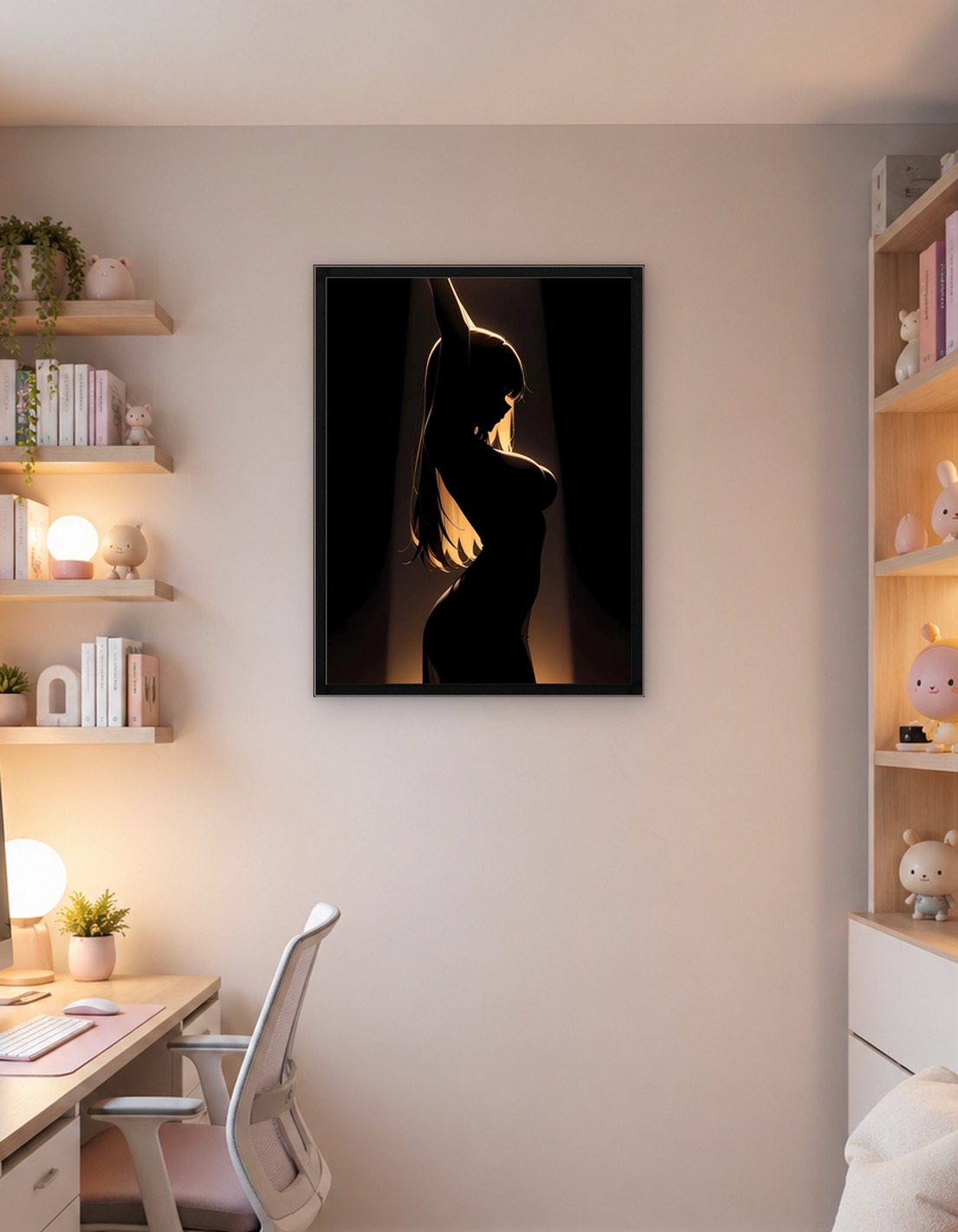 Silhouette of a woman in spotlight