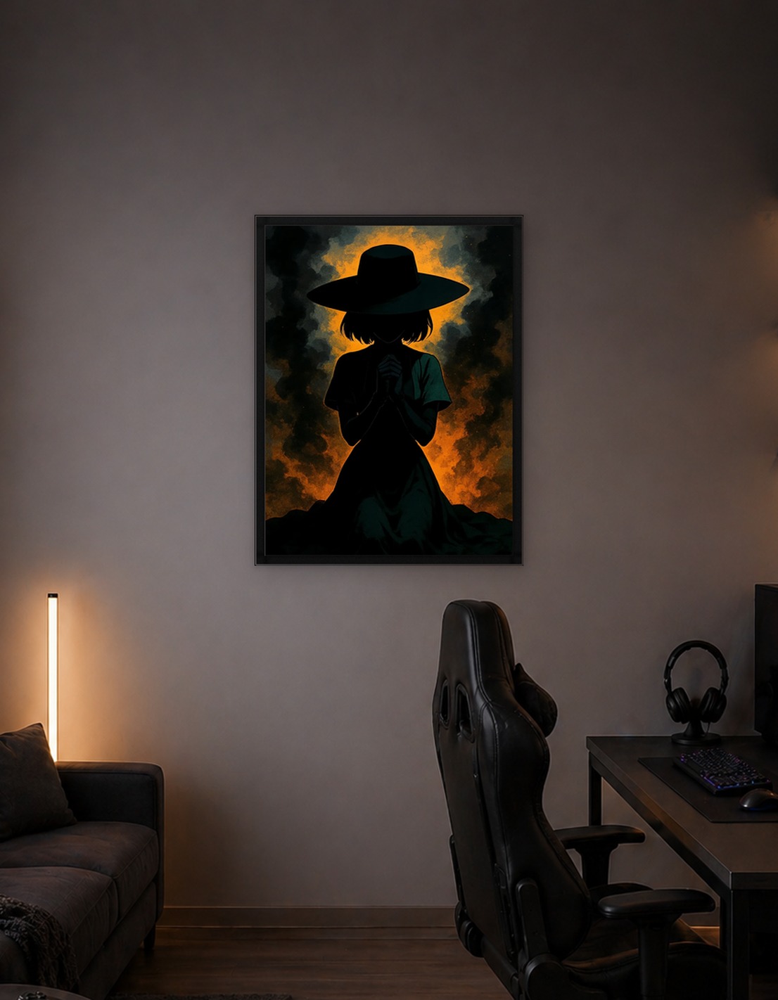 Silhouette of Woman with Hat