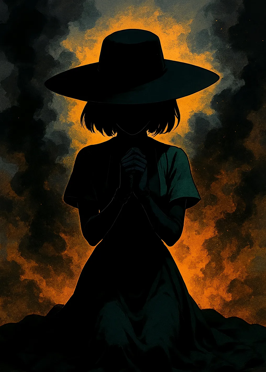 Silhouette of Woman with Hat