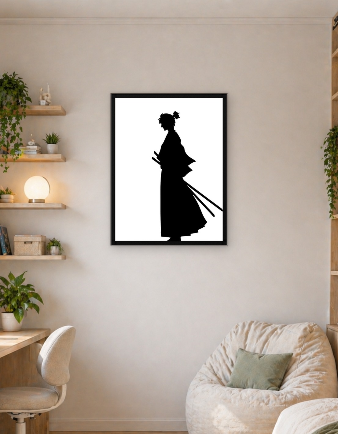 Samurai Silhouette with Two Swords