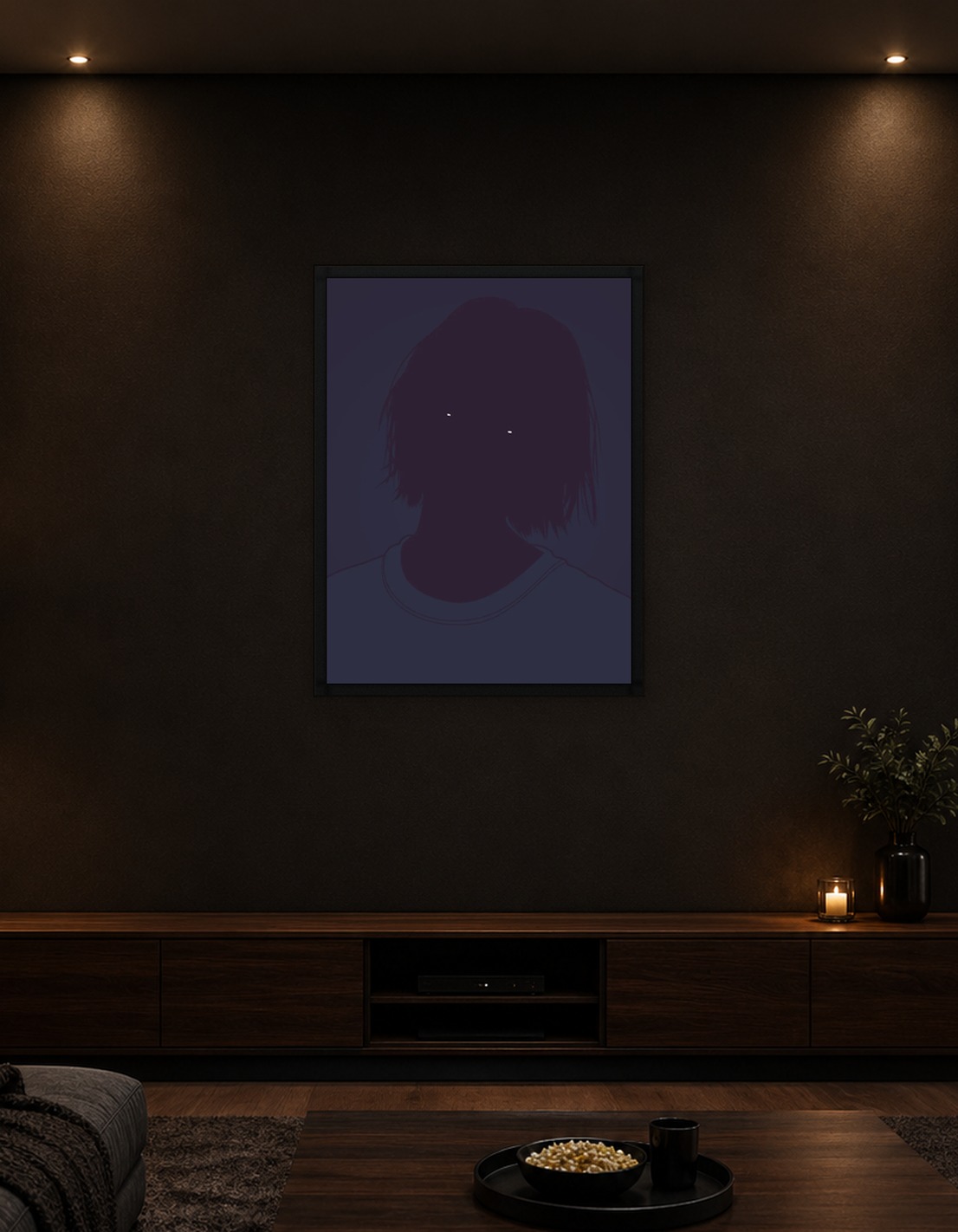 Silhouette with Glowing Eyes