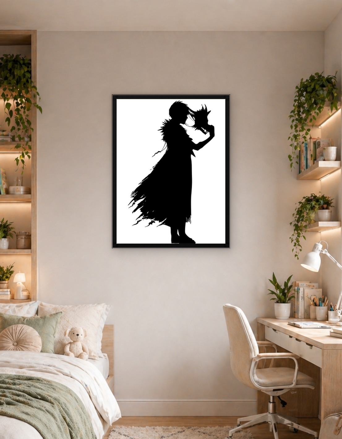 Silhouette of a Figure with Mask