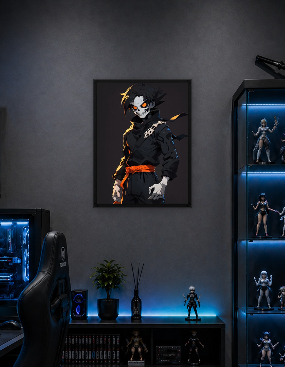 Skeleton Anime Character in Black Outfit