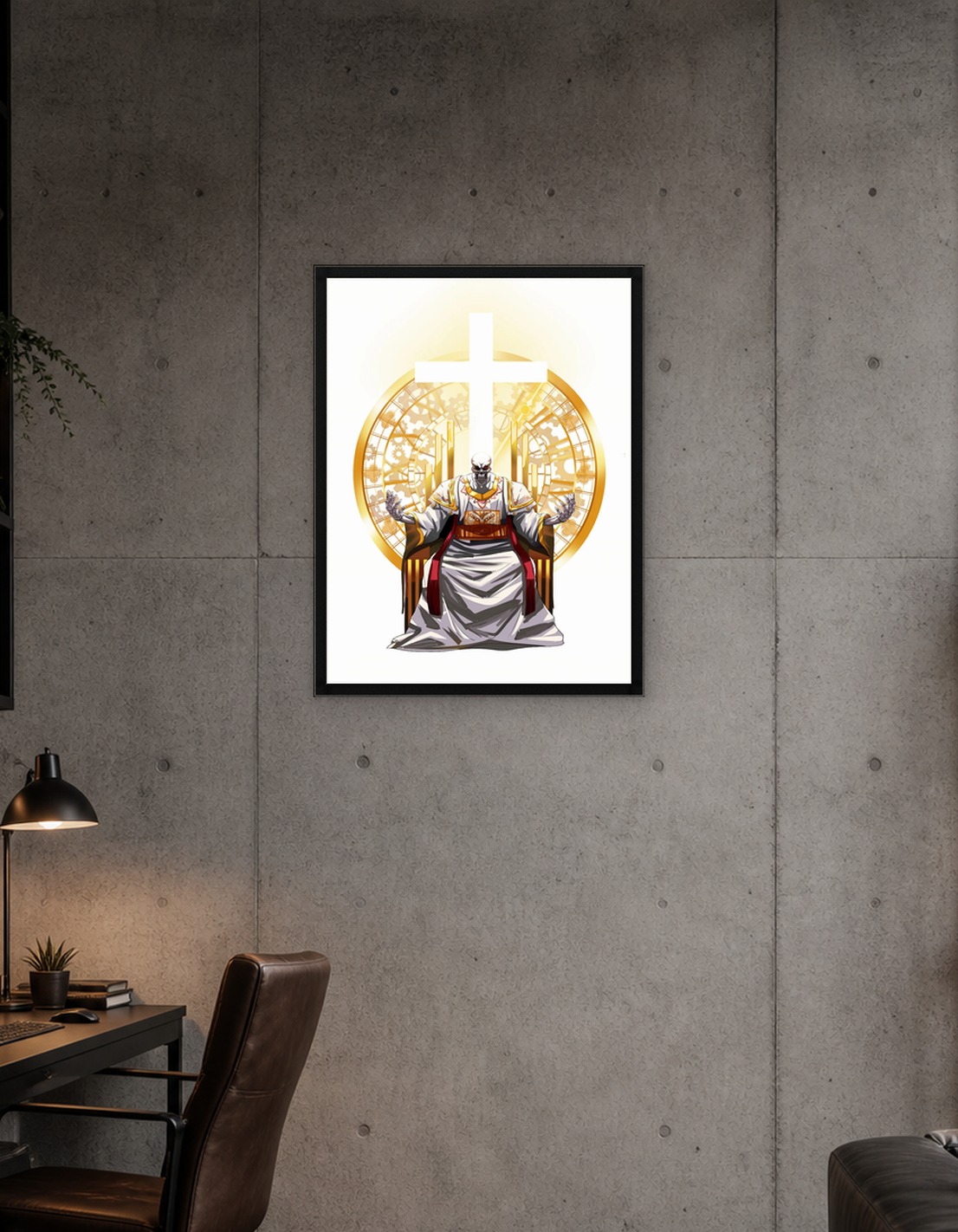 Skeletal Figure on Throne with Cross