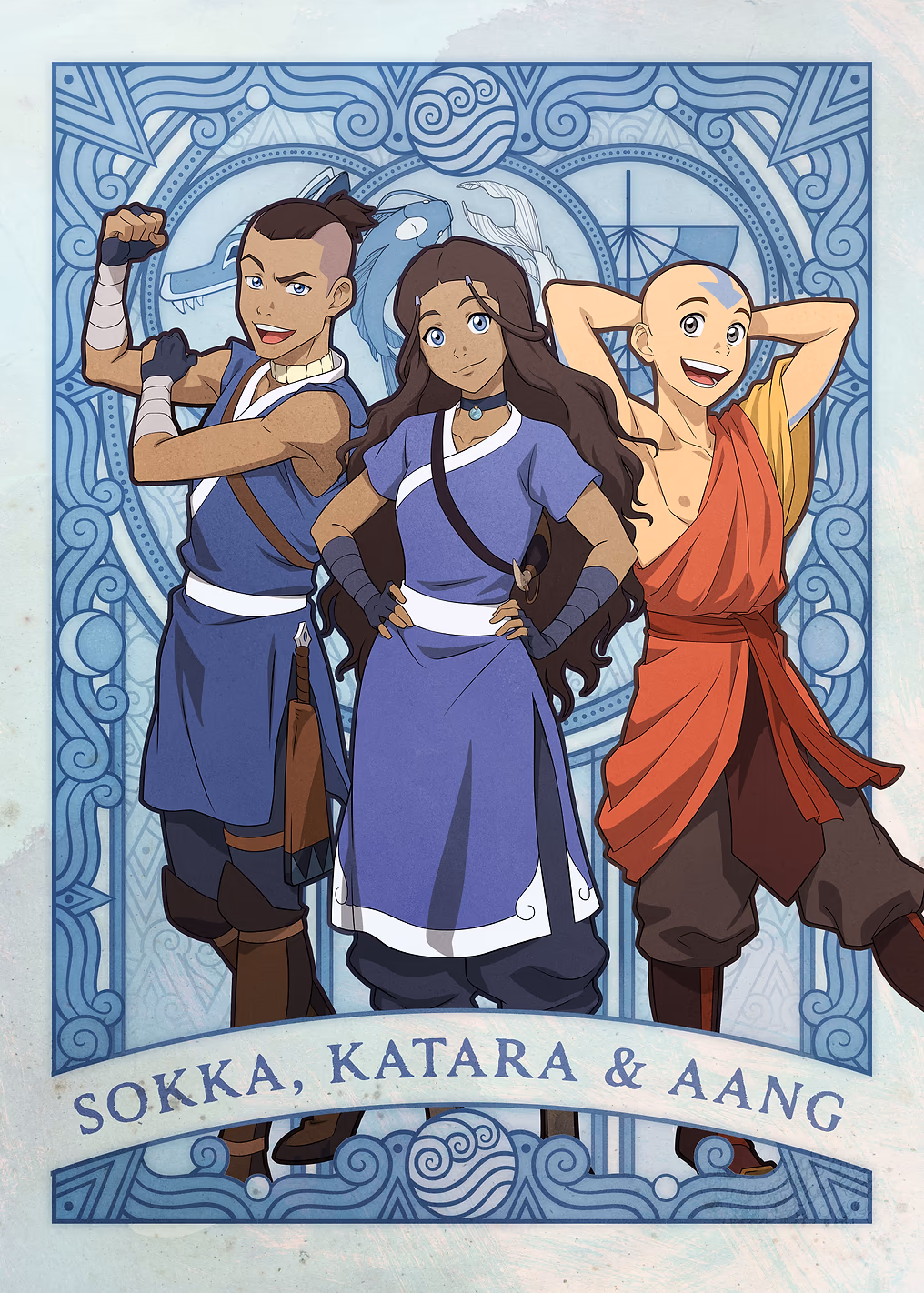 Sokka, Katara, & Aang in Art Nouveau Style