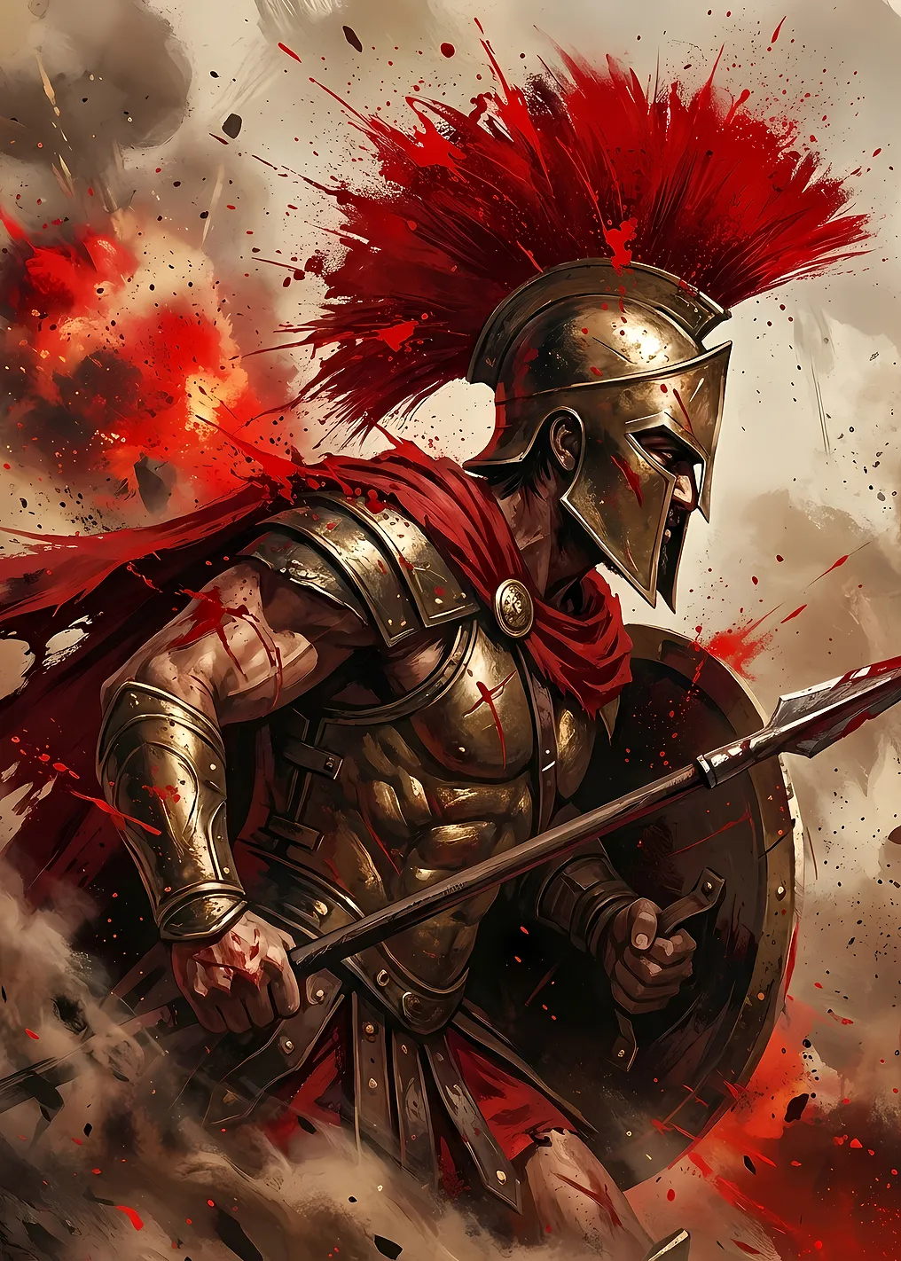 Spartan Warrior in Battle - 9355674