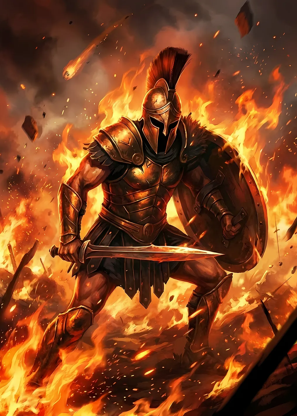 Spartan Warrior in Flames - 9348046