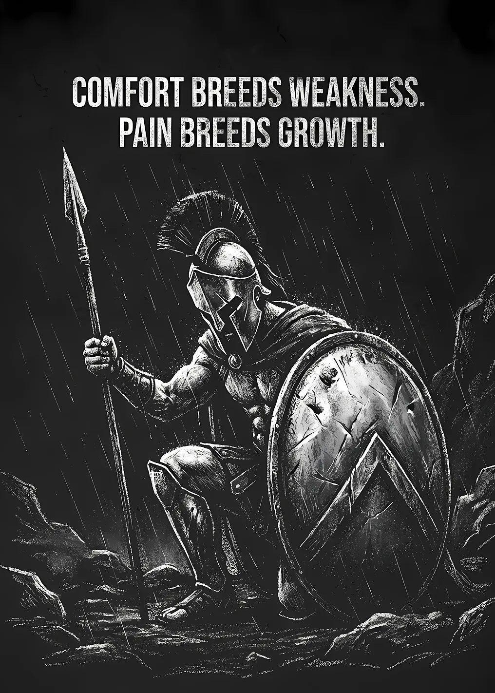 Spartan Warrior in the Rain