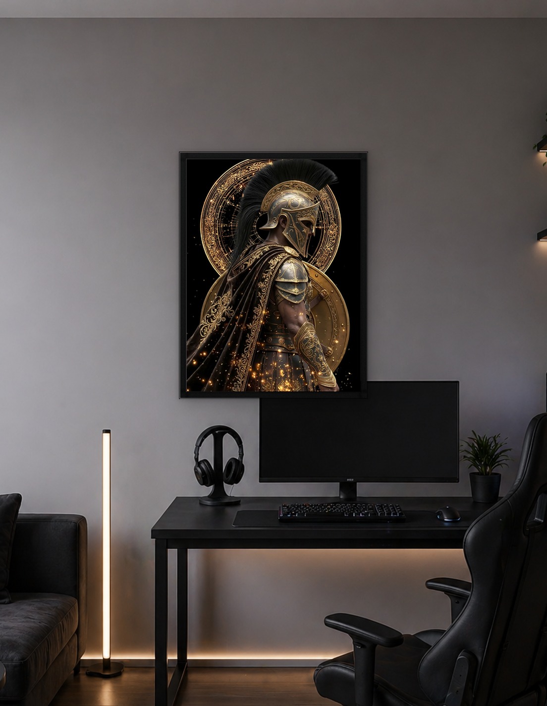 Spartan Warrior with Golden Accents