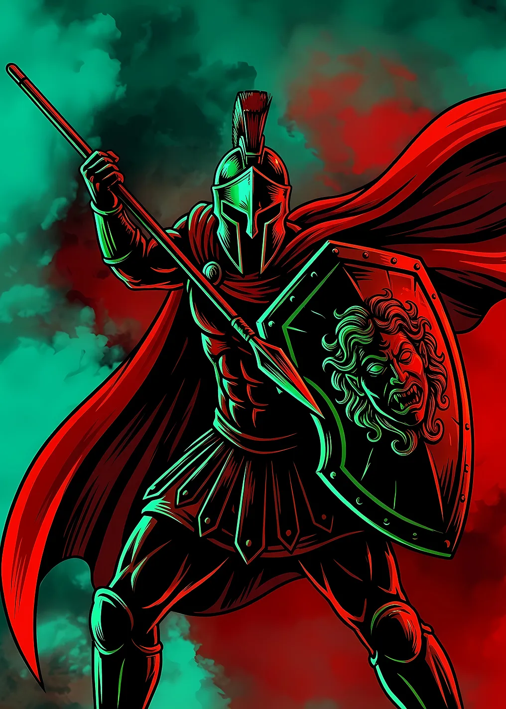 Spartan Warrior with Spear and Shield - 9356394