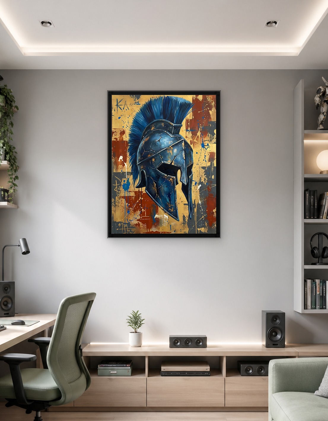 Spartan Helmet Abstract Painting