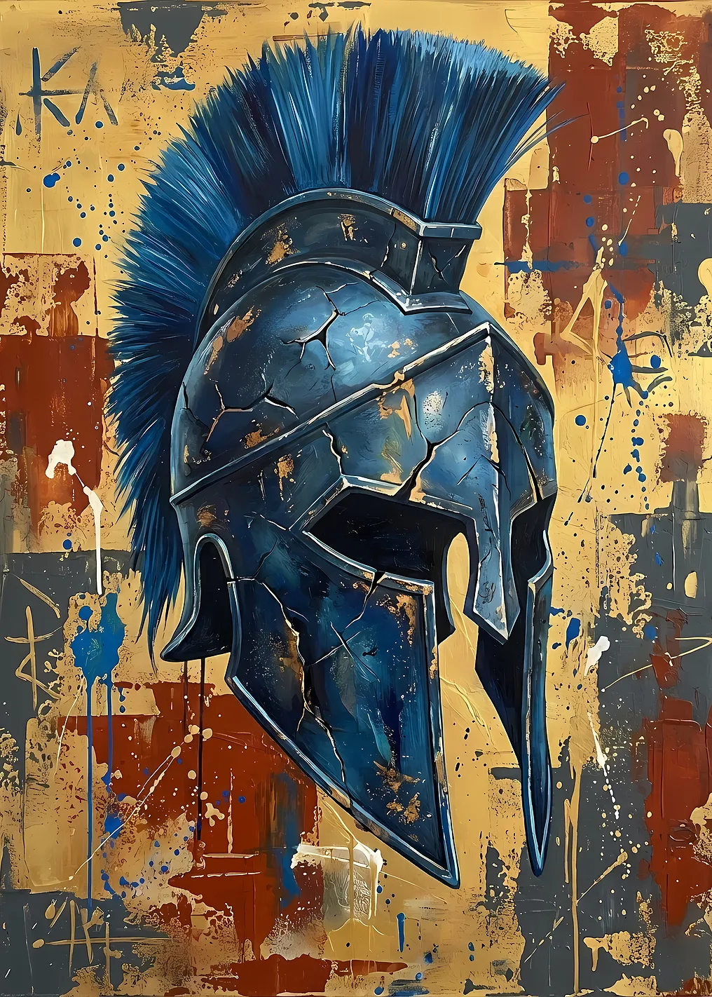 Spartan Helmet Abstract Painting