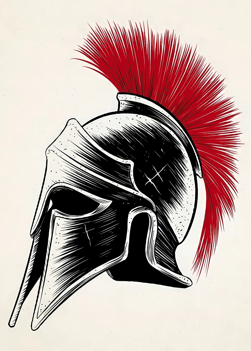 Spartan Helmet with Red Plume - 9340436