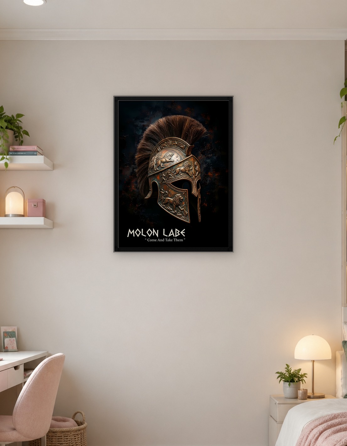 Spartan Helmet with Molon Labe Quote
