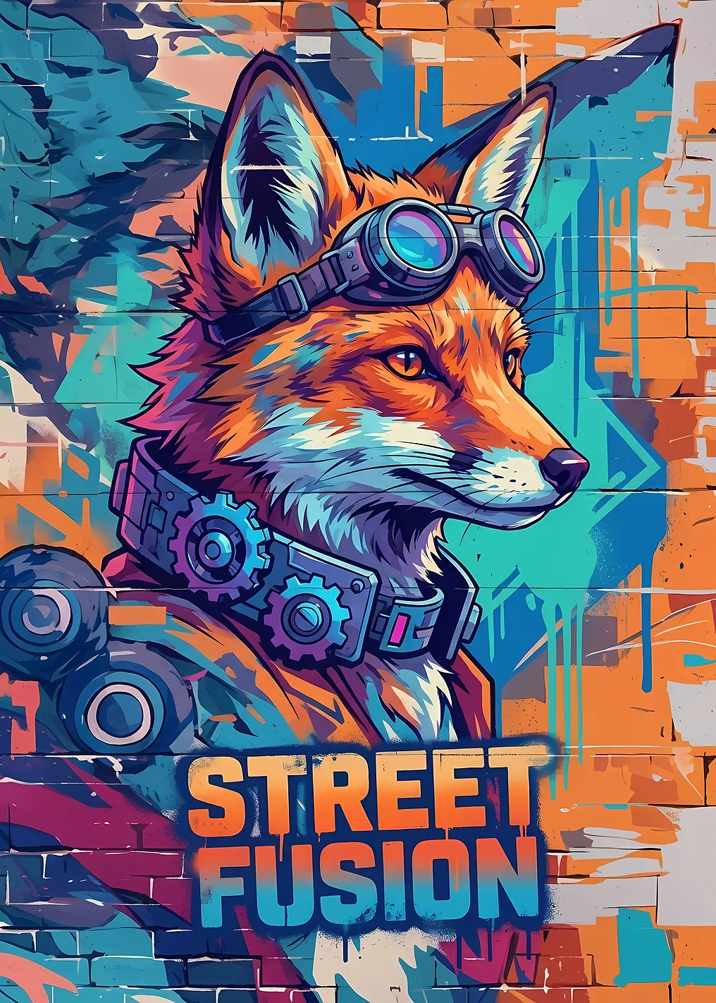 Steampunk Fox Street Fusion Art