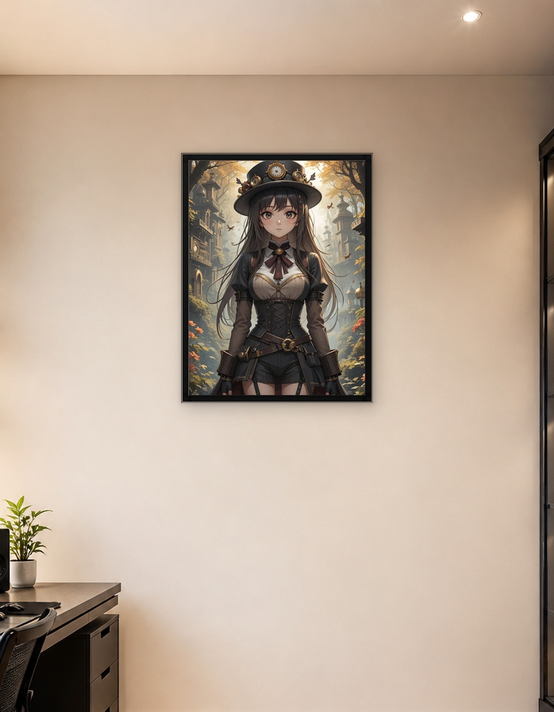 Steampunk Anime Girl in City