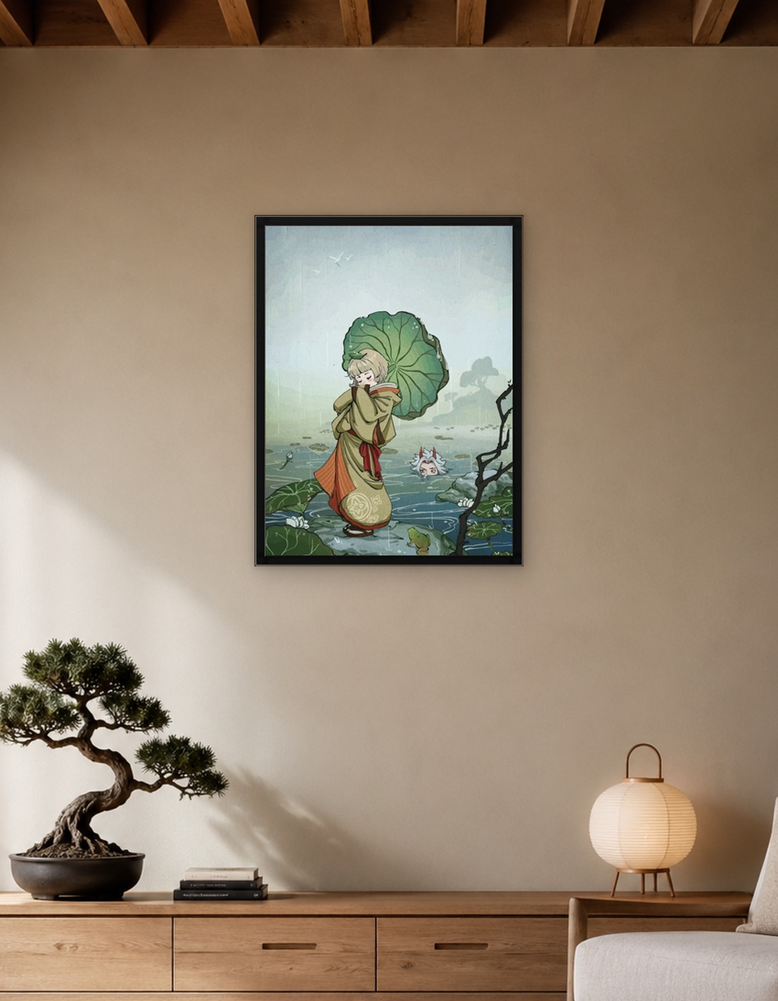 Rainy Day Pond Scene