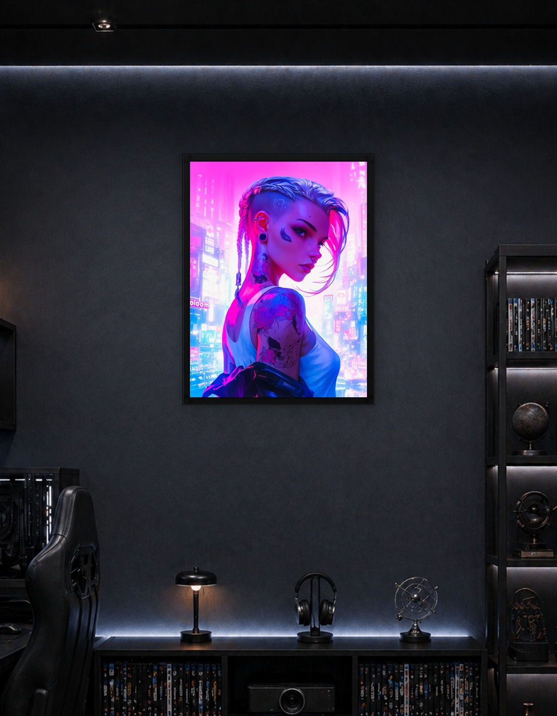 Tattooed Girl In Neon City