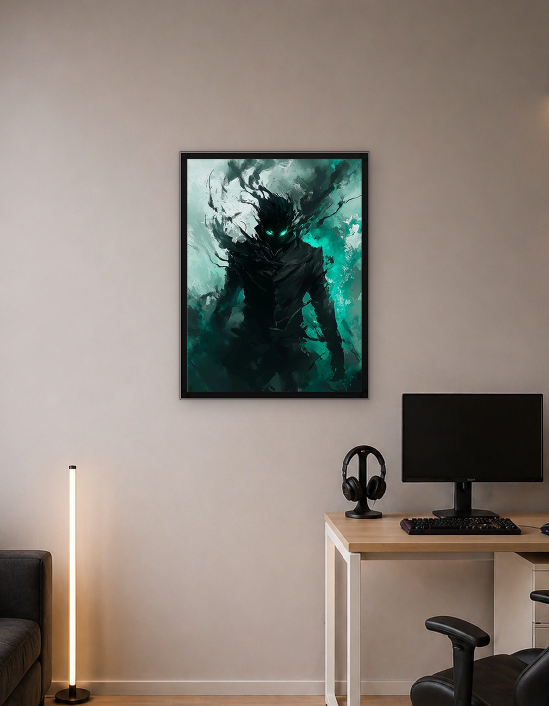 Shadow Figure with Glowing Eyes