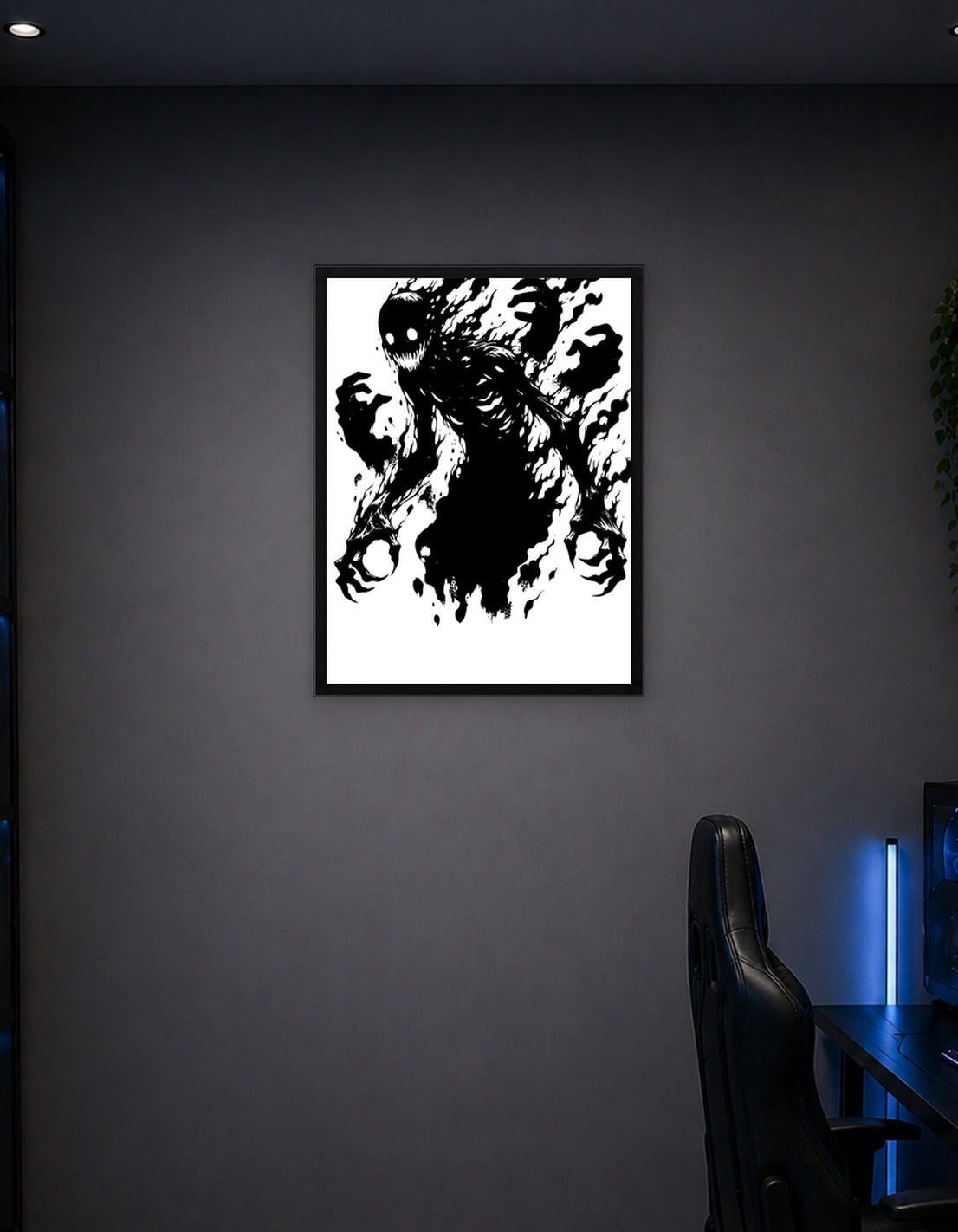 Shadow Monster Black and White Art