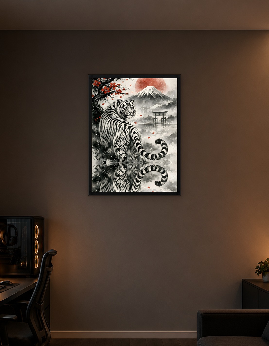 Tiger in Japanese Landscape Art