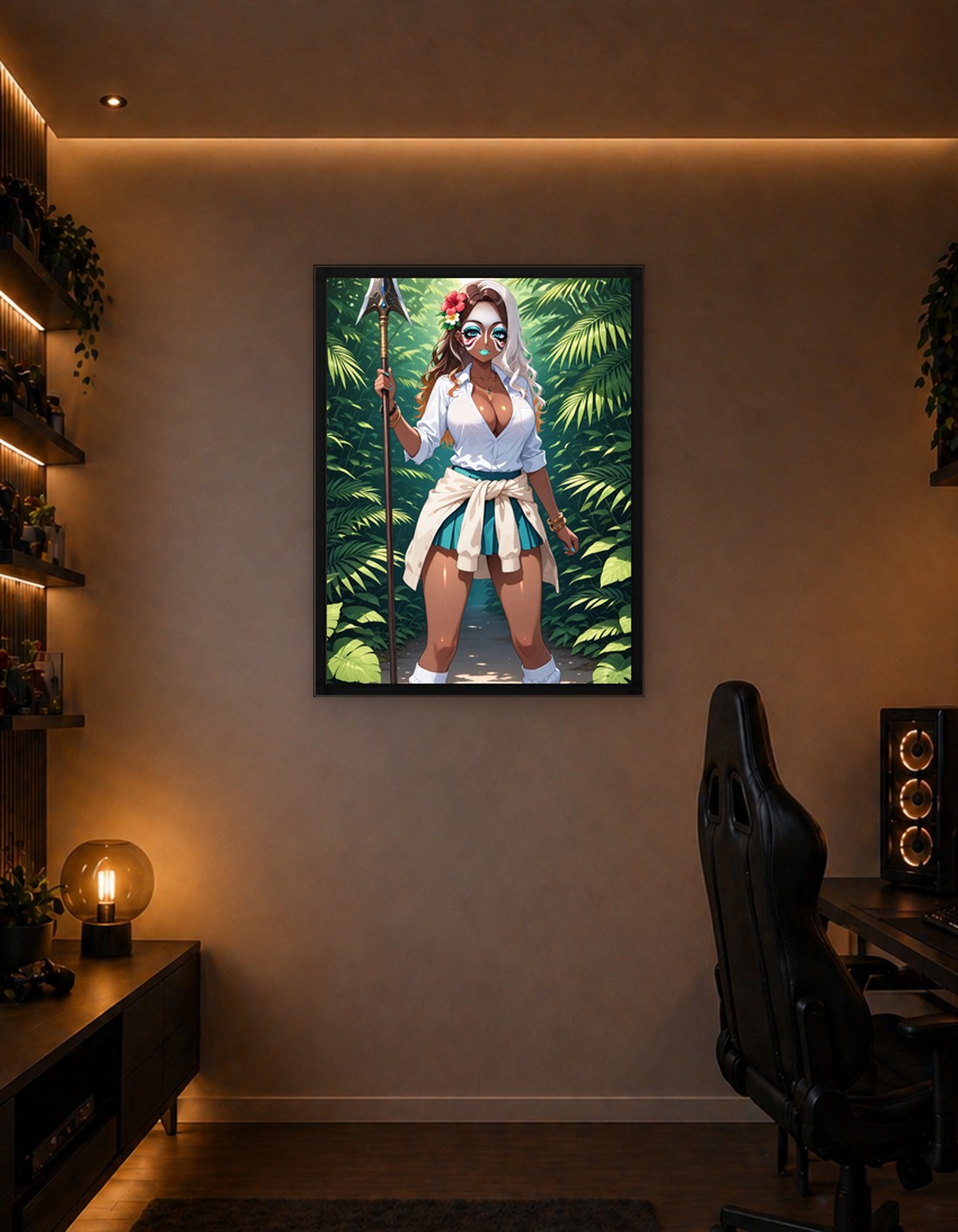 Tropical Warrior Woman with Spear