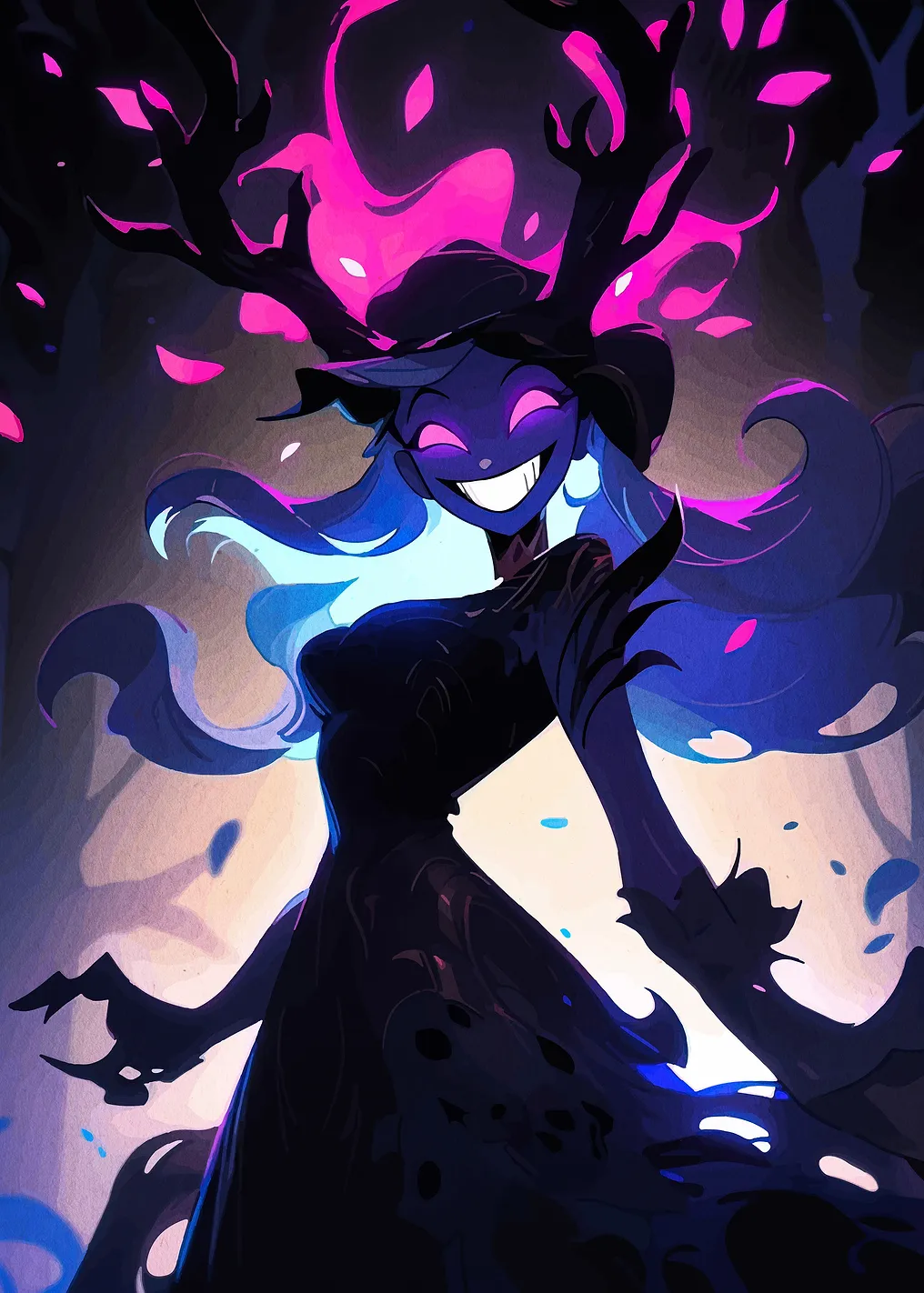 Smiling Witch with Antlers Digital Art