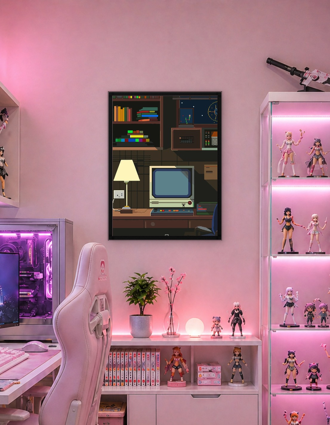 Retro computer desk setup