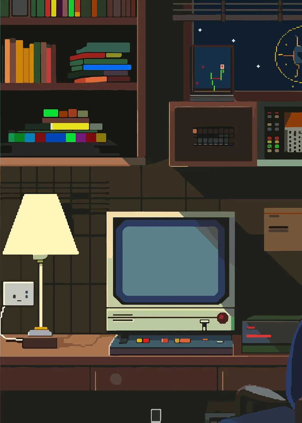 Retro computer desk setup