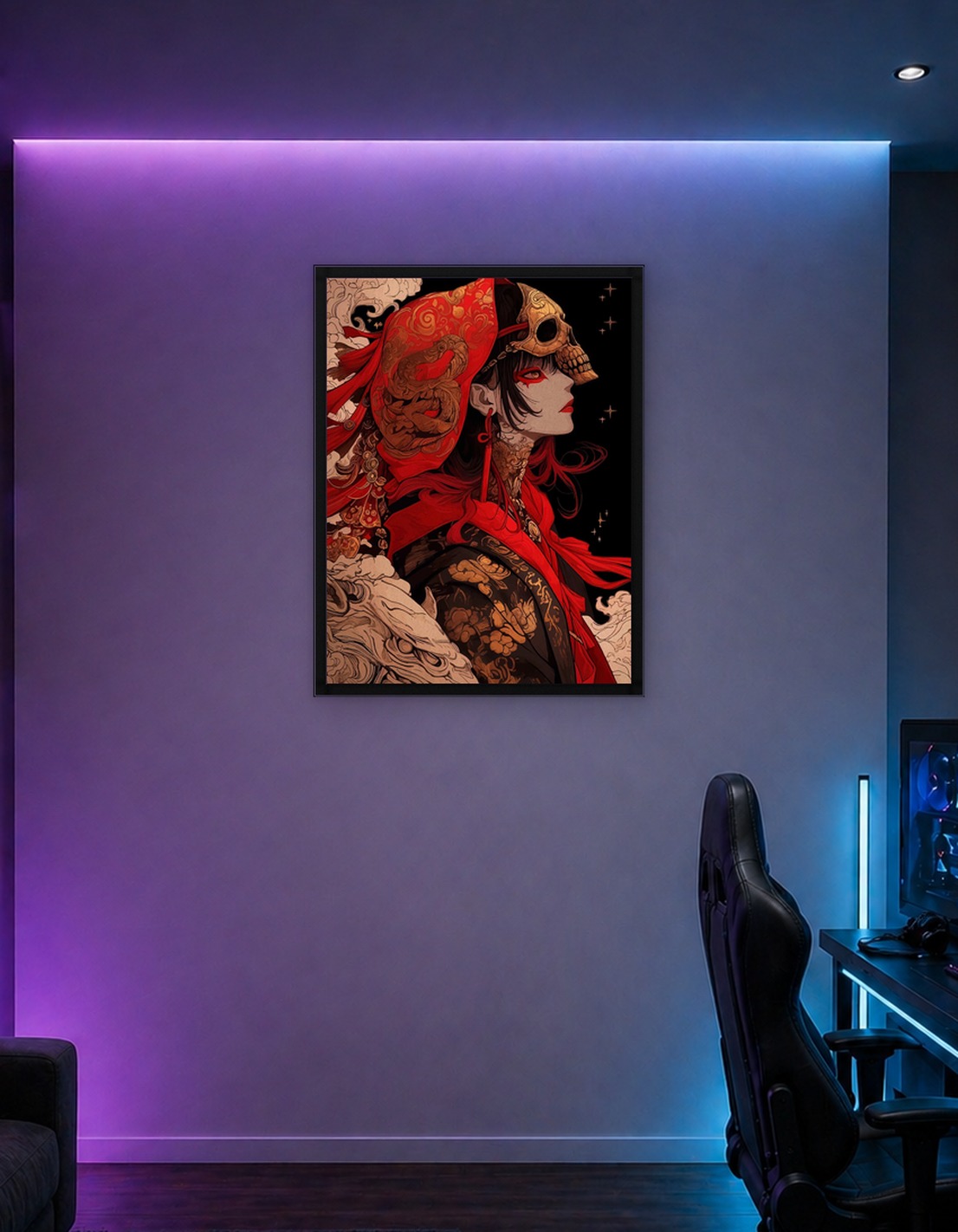 Red Hooded Figure with Skull Mask