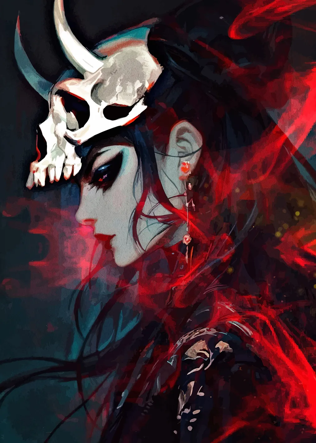 Skull Headdress Woman Digital Art