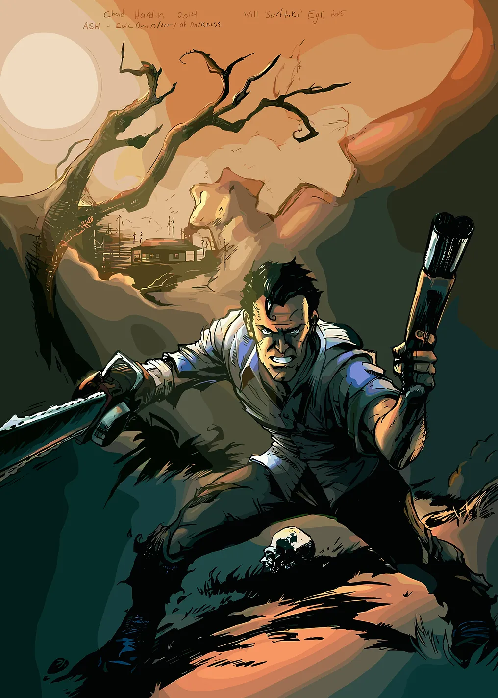 Ash Williams with Chainsaw and Shotgun - 9834423