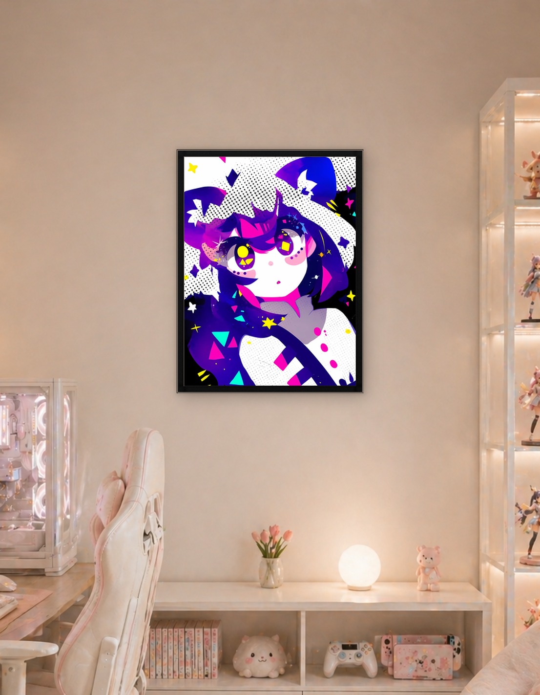 Vibrant Anime Character with Cosmic Elements